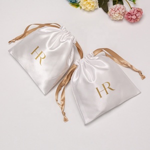 Toptan geri dönüşümlü biobioda özel baskılı Logo küçük ipek saten takı pembe kese ipli saten çanta - Product Image 3