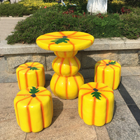 Sculpture de table et de chaise en fibre de verre pour plantes et fruits, vente en gros d'usine, champignon, fraise, maïs, décoration de maternelle