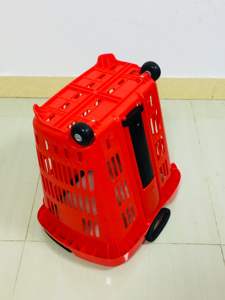 MOQ 20 PCS 40L Supermarket Telescopic Rolling <strong>Basket</strong> With 2 <strong>Wheels</strong>, Shopping <strong>Roller</strong> <strong>Basket</strong> With Aluminum Handle - Product Image 4