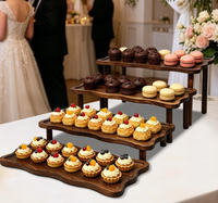 Plateaux à gâteaux multicouches en bois d'acacia avec logo personnalisé, table à desserts en bois pour fête