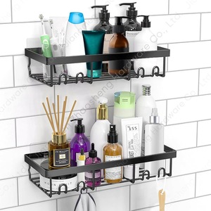 Bathroom <b>Shelf</b> Storage Rack <b>Wall</b> <b>Mounted</b> 2 Tier Metal Organizer For Toilet Shower Gel And Kitchen Use - Product Image 1