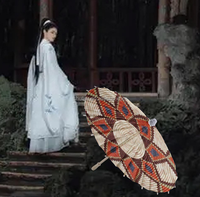 Parapluie artisanal personnalisé en papier éthiopien traditionnel avec manche en bois, parapluie de mariage personnalisé, parasols personnalisés