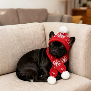 Wankalk قبعة وشاح للحيوانات الأليفة الدافئة الحياكة للجرو والكلاب والقطط منتجات الشتاء المستدامة حقيبة Opp للخريف والشتاء مطبوعة للربيع - Product Image 3