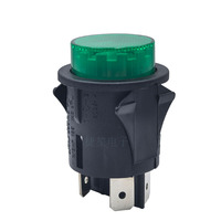 Interruptor de Botón Pulsador Redondo de 25 mm, 16A250VAC T105 RL5-121, Encendido/Apagado, Bloqueo Automático, Luz Verde, con Tapa de PVC, Impermeable