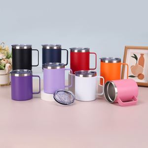 Mug à café en acier inoxydable de haute qualité de 12 oz avec poignée, gobelet isotherme de voyage avec couvercle coulissant pour femmes, idéal pour le bureau - Product Image 3