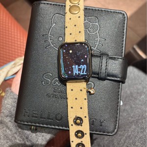 Bracelet de montre en velours côtelé à imprimé étoiles avec breloque bouton pour Apple Watch Series 11/10/9/8/7/SE, Huawei <span class=keywords><strong>Fit</strong></span> 4, <span class=keywords><strong>Xiaomi</strong></span> 9pro, bracelet vintage - Product Image 6