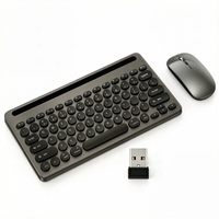 Ensemble clavier et souris sans fil rechargeable Type-C triple mode avec adaptateur USB - 108 touches, silencieux, pour bureau et jeux