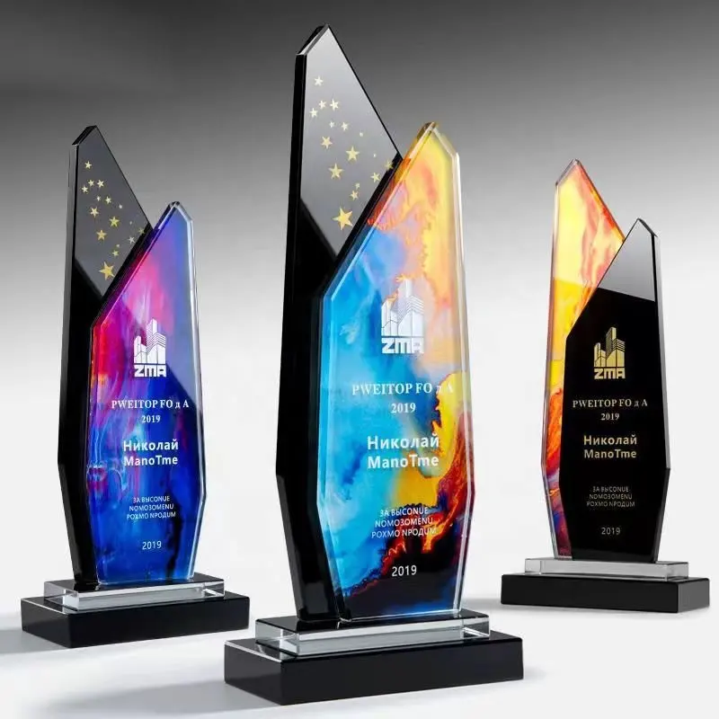 Impressão uv personalizada campeão award cristal troféu