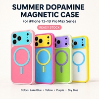 Casing HP Akrilik Magnetik Trendy Warna Cerah untuk 18 Pro Max 17, Soft Matte Premium Anti Gores Pelindung