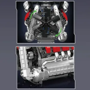 Mould King 10203 MOC Creativity Car Part, Motorizado, Coche Deportivo M8, Motor V8, Kit de Ladrillos de Ensamblaje, Regalo de Navidad, Juego de Bloques de Construcción - Product Image 6