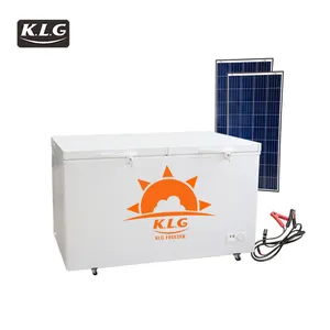 400L Double Doors 12v DC Deep Freezer Work With Solar Panel And Battery