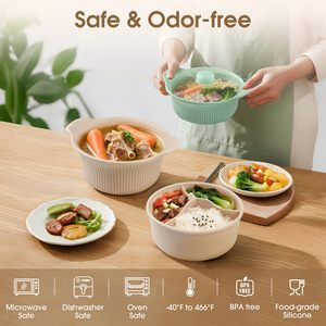 Nồi hấp silicon không tráng phủ, cấp thực phẩm, đ<span class=keywords><strong>a</strong></span> năng, có thể dùng trong lò vi sóng, có tay cầm và nắp, dễ vệ sinh - Product Image 2
