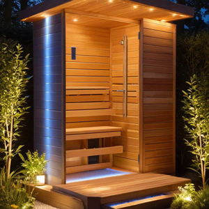 Atacado Sauna Ao Ar Livre 4 Pessoa Thremospure Madeira Portátil Sauna Vapor Wet <span class=keywords><strong>Steam</strong></span> Função Com Fogão Aquecimento Villas Preço Baixo - Product Image 4