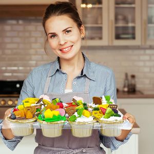 <span class=keywords><strong>12</strong></span> Đếm Rõ Ràng Nhựa Dùng Một Lần Cupcake <span class=keywords><strong>Container</strong></span> Dome Nắp Vỉ Bao Bì Cupcake Hộp Cho Bánh Sandwich Sushi Khoai Tây Chiên - Product Image 3