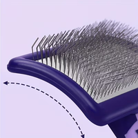 Brosse de toilettage rebondissante à surface incurvée ABS 135 degrés pour chien et chat, peigne à aiguilles rigides incurvées pour démêler les poils pour Bichon Frisé et Teddy