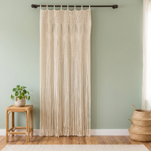 Telón de Fondo de Macramé Bohemio Hecho a Mano con Sombreado Completo para Ventanas Octogonales y Puertas, Cortinas y Cenefas - Product Image 2