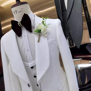Traje de Jacquard Blanco Completo de 3 Piezas para Hombre, Conjunto de Novio para Boda, Elegante y Atractivo con Solapa de Chal, Traje de Fiesta para Hombre - Product Image 2
