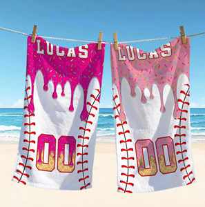 Toalla de Playa Personalizada de Microfibra con Diseño de Goteo de Helado, Toallas de Jugador de Béisbol para Regalo Deportivo - Product Image 4