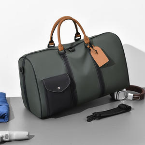 Sac de voyage pour homme grande capacité gris vert couleur unie poignée souple bandoulière arquée doublure en polyester enduit printemps - Product Image 2