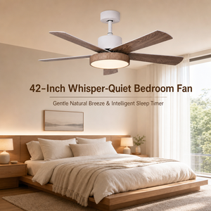 Ventilateur de plafond silencieux <span class=keywords><strong>ProBreeze</strong></span> 42 pouces avec moteur DC, lumière LED, 5 pales en bois, télécommande, pour salle à manger, garantie 5 ans - Product Image 2