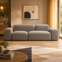 Canapé modulaire VONLIVA de style nordique recouvert de flanelle pour petits appartements - Trois places, structure en bois, idéal pour Instagram