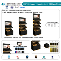 Support d'affichage cosmétique noir personnalisé par le fabricant avec écran LCD pour les magasins de détail de produits de beauté