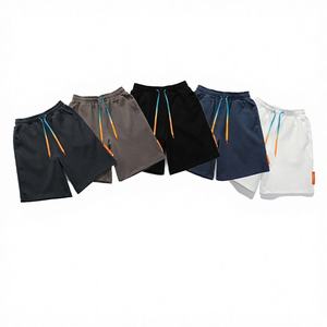กางเกงขาสั้นผู้ชายเอวสูงผูกเชือก ผ้าฝ้ายเนื้อแน่น มีกระเป๋า บริการ OEM ปรับแต่งได้ สไตล์ลำลอง ใส่สบาย เหมาะสำหรับเล่นกีฬา วิ่ง และออกกำลังกาย - Product Image 4