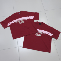 T-Shirt Vintage Personnalisé en Coton Épais Lavé à l'Acide avec Broderie et Manches Courtes