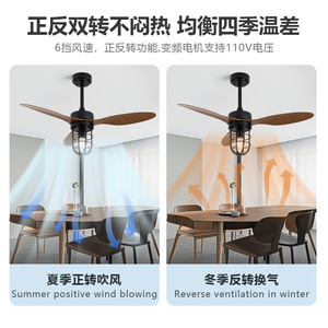 <b>Ceiling</b> <b>Fan</b> Light With Led Bulb 220V Downrod Mount For Living Room Bedroom Balcony - Product Image 5