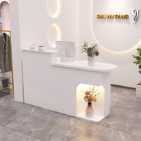Comptoir de réception moderne en crème, table de service personnalisée pour hall d'accueil, magasin de détail, bureau, salle d'exposition