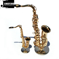 Modèle de saxophone ténor miniature Jingying Music 2024, modèle de saxophone ténor miniature en laiton, décoration d'intérieur, cadeau d'instrument de musique pour anniversaire