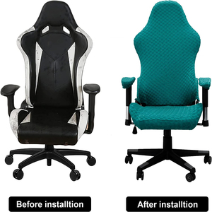 Housse de fauteuil de jeu antidérapante et lavable, couleur personnalisée, taille universelle, facile à installer, extensible, en spandex/polyester uni - Product Image 2