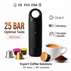 Machine à <span class=keywords><strong>café</strong></span> portable de voyage 25 bars 2-en-1 pour capsules et <span class=keywords><strong>café</strong></span> moulu, batterie 9600 mAh, idéale pour cadeaux et promotions - Product Image 1