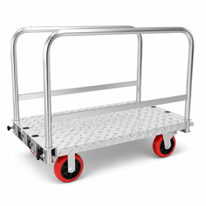 Chariot à plateforme en aluminium robuste, chariot pliable en acier, plateau antidérapant en tôle diamantée, transport intérieur/extérieur - Product Image 3