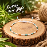 Gelang Manik Go2boho Putih Turquoise Oranye Geometris Keramik Berlapis Emas Dapat Disesuaikan Unisex Hadiah Perhiasan