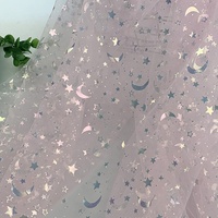 Tissu en Tulle imprimé étoiles et lune 100% Polyester pour robe d'enfant, prêt à être expédié
