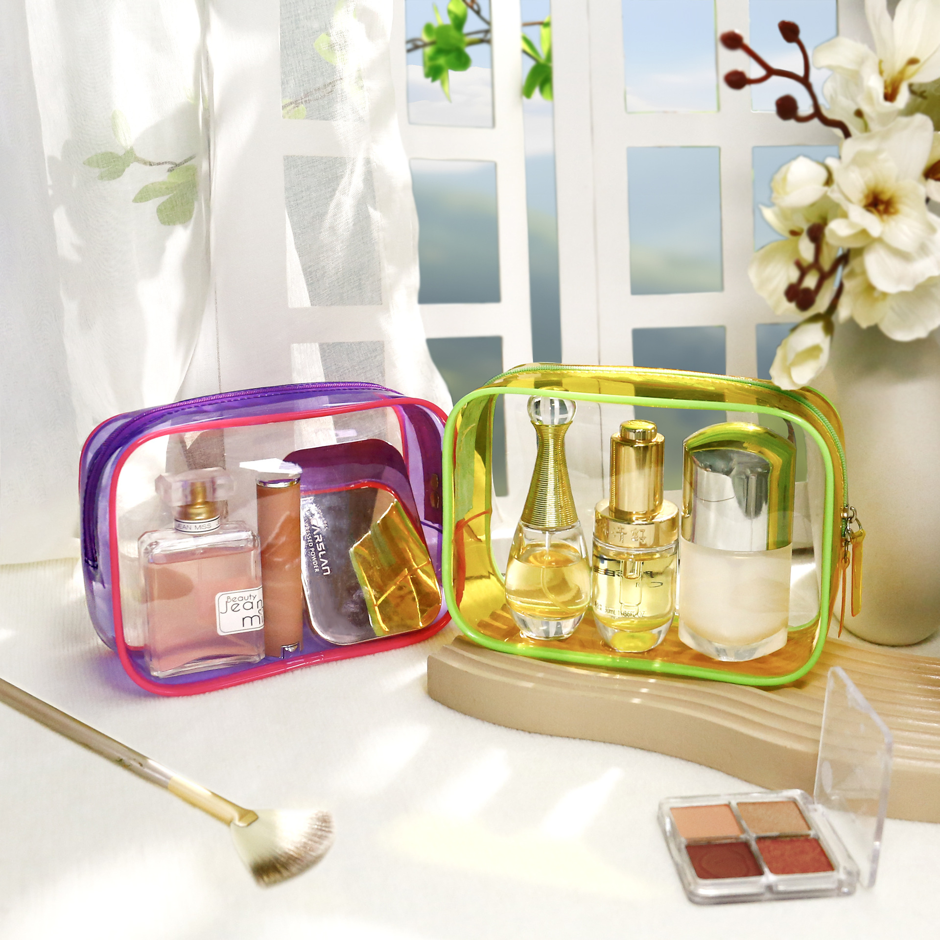 makeup bags clear with handles