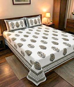 Parure de lit King Size en coton doux, aspect artisanal, qualité export, avec 2 taies d'oreiller réversibles, pour la décoration de chambre, en vente - Product Image 1