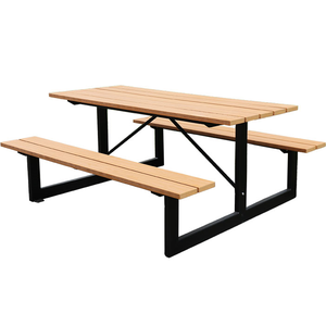 Meubles d'extérieur, <span class=keywords><strong>table</strong></span> de pique-nique en bois WPC de <span class=keywords><strong>180</strong></span> <span class=keywords><strong>cm</strong></span> avec bancs, restaurant extérieur, école, patio, longue <span class=keywords><strong>table</strong></span> de <span class=keywords><strong>camping</strong></span>, ensemble de chaises de salle à manger - Product Image 1