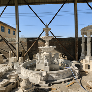 <span class=keywords><strong>Fuente</strong></span> de Agua de Mármol Blanco con Estatuas de Pegaso Talladas a Mano y Pecera Redonda para Proyectos de Jardines de Villas - Product Image 4