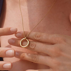 New High Quality Exquisite Fashion <b>Simple</b> Design Thick Minimalist Engagement Party 925 Sterling Silver Circle Huggie Pendant - Product Image 2