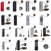 Corps en alliage d'aluminium Fraise en acier inoxydable 420 Homeuse Espresso Mini petit moulin à main Moulin à café manuel portable avec manche en bois