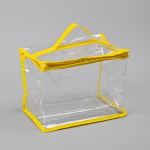 plastic toys packing blanket storage bags transparent pvc vinyl zipper bag with handle