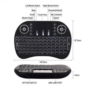 Mini Teclado Inalámbrico de 2.4Ghz, Colorido, Modelo I8, para Smart TV Box Android y TV, con Retroiluminación de Siete Colores - Product Image 1