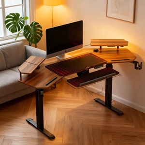 Đèn LED hình cánh <span class=keywords><strong>Studio</strong></span> bàn Bàn Khay Màn hình đứng kép Tai nghe Hanger cup chủ chơi game Bàn - Product Image 4