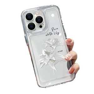 Di lusso <span class=keywords><strong>bianco</strong></span> giglio stampa fiore Shockproof spazio TPU custodia per telefono cellulare per <span class=keywords><strong>Iphone</strong></span> 8 X Xr Xs <span class=keywords><strong>11</strong></span> 12 13 14 15 16 17 Pro Max - Product Image 4