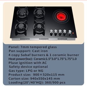 Manufacturer Hot Sale 5 Burners <b>Built</b>-<b>in</b> Tempered Glass Gas Hob with Safety Device Blue Flame Electric and Gas Cooker with <b>Oven</b> - Product Image 4