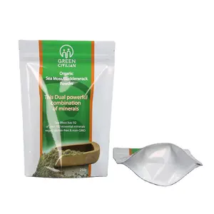 Özelleştirilmiş dik duran poşetler deniz yosunu tozu paketleme moringa çay plastik poşetler