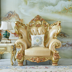 MR Luxury Royal European Leather Sectional <b>Sofa</b> Solid Wood Carved <b>Sofas</b> Wooden Couch Home Furniture Set Hotel Villa Apartment - Product Image 5