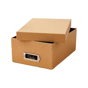 High Quality Moving Boxes Office File Folding Storage Box Printed Easy Carry Handles Book Letter Packaging With Lid And Base Box